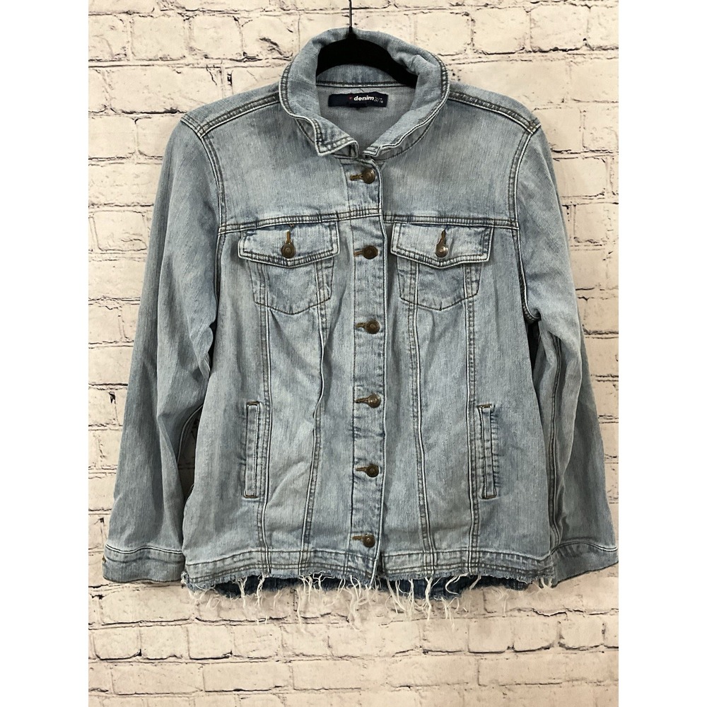 24/7 Denim Women's Denim Collared Pocketed Jacket Blue‎ Days Size 12W